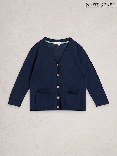 White Stuff Blue Nova Linen Blend Cardigan (V53872) | 283 QAR