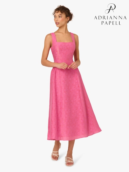 Adrianna Papell Pink Textured Jacquard Dress (V54420) | $363