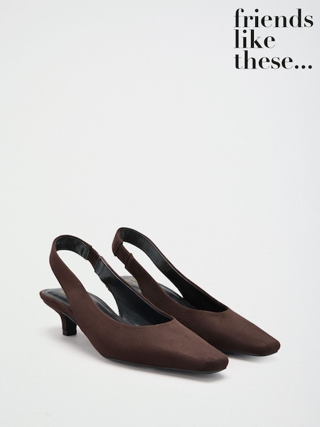 Čokoladno Smeđa Veštačka antilop koža - Friends Like These Chisel Toe Slingback Niske štikle