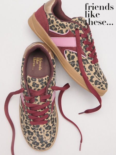 Leopard Animal - Friends Like These Lace Up Slim Gum Sporty Trainers