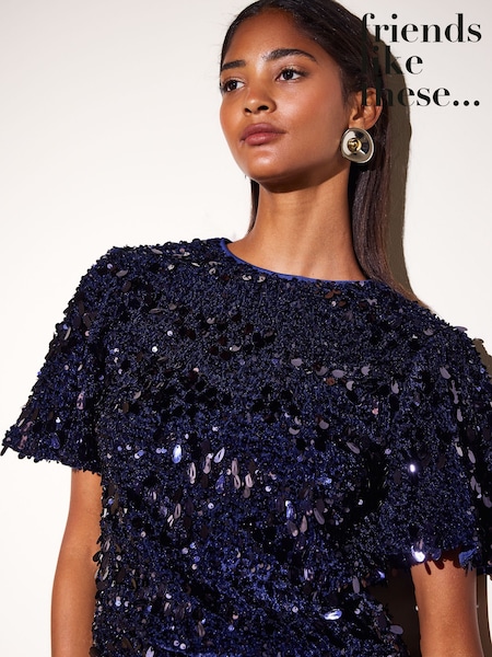 Navy - Friends Like These Sequin Top