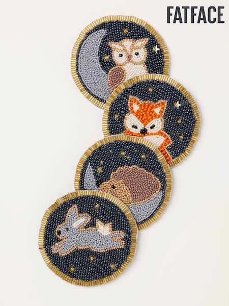 Fatface 4 Pack Woodland Animal Beaded Coasters