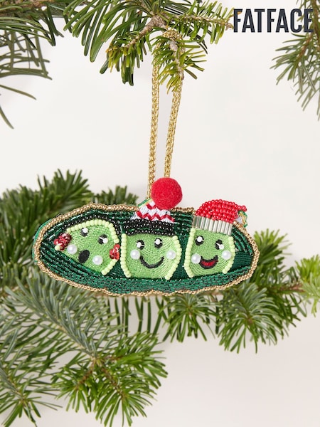 Fatface Peas In A Pod Beaded Christmas Decoration
