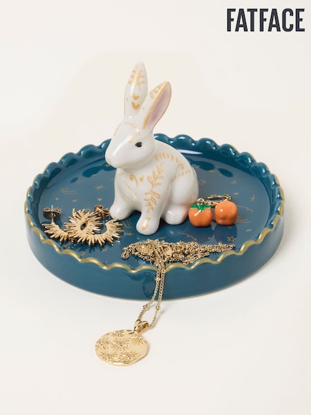 White - Fatface Halloween Hare Ceramic Trinket Dish