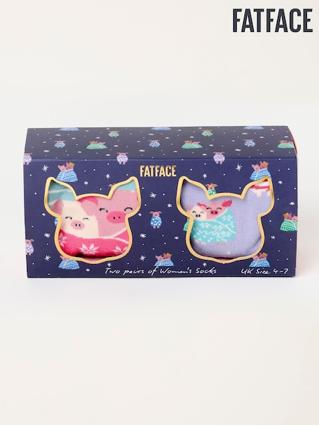 Multi - Fatface 2 Pack Pig In Blankets Sock Box