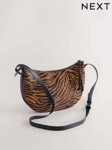 Tiger Print - Leather Cross-body Bag