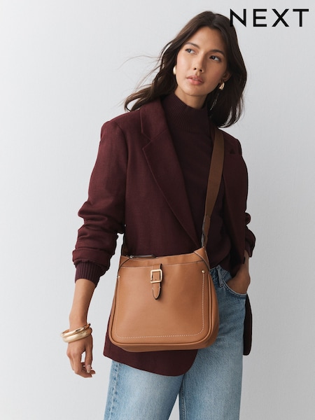 Tan Brown - Casual Messenger Cross-body Bag