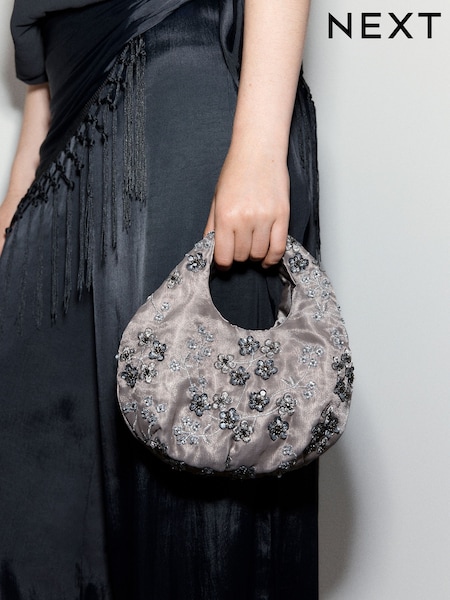 Grey - Oversized Slouchy Clutch Bag