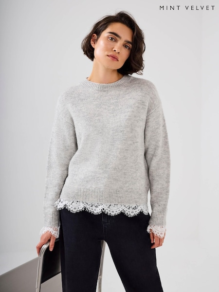 Mint Velvet Lace Detail Wool Blend Jumper (V55075) | kr1 555
