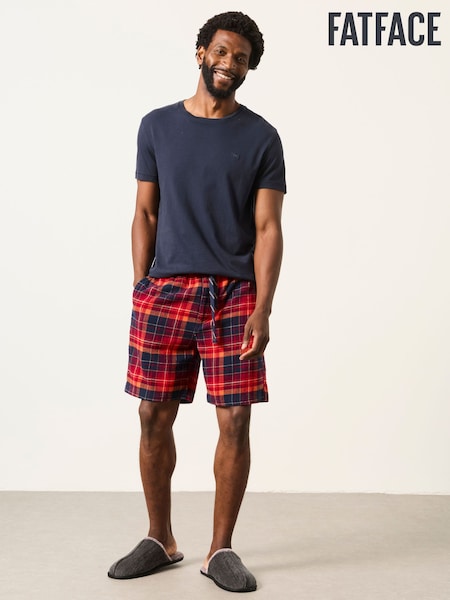 Red - Regular Fatface Check Shorts
