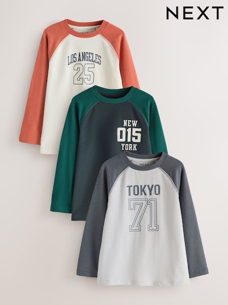 Реглан - Graphic Long Sleeve Relaxed Fit T-shirts 3 Pack (3-16yrs)