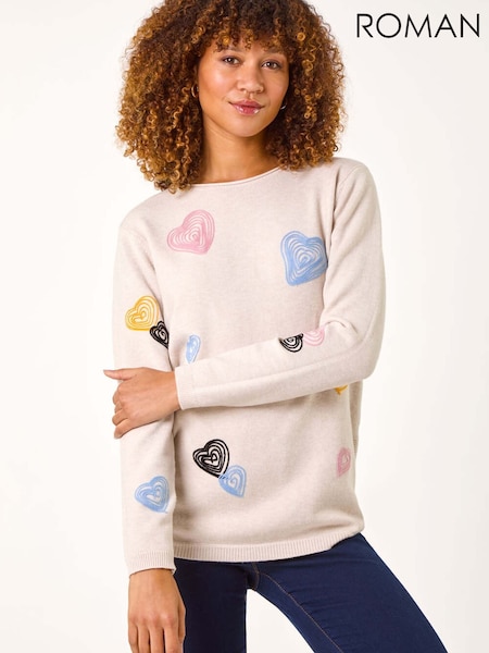 Roman Heart Stitch Crew-Neck Jumper (V55782) | 71 €