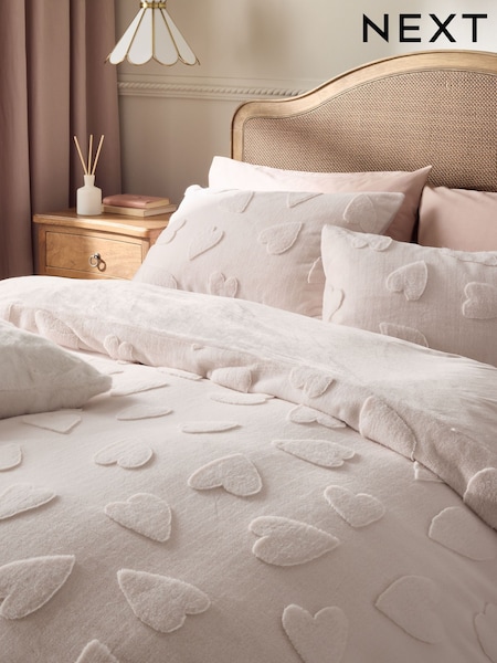 Heart Carved Faux Fur Duvet Cover And Pillowcase Set