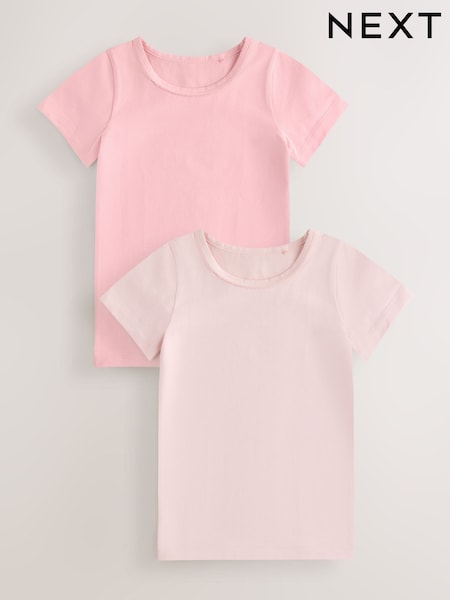Pink - Mga Short Sleeve Vest 2 Pack (1.5-12yrs)