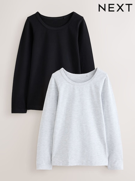 Black/Grey - Long Sleeve Vests 2 Pack (1.5-16yrs)