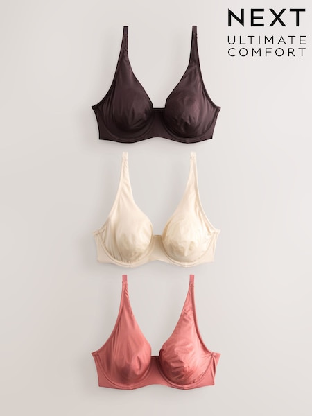 Chocolate/Rust/Cream - Dd Microfibre Smoothing Ultimate Comfort T-shirt Bras 3 Pack