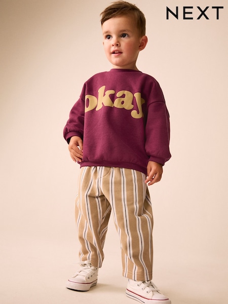 Red - Crew Neck Joggers Set (3mths-7yrs)