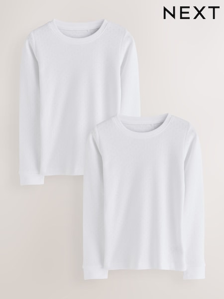 White - Long Sleeve Thermal Top (2-16yrs)