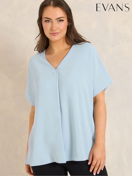 Evans Blue Short Sleeve Notch Neck Airflow Top (V56197) | AED169