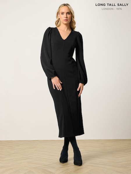 Long Tall Sally Black Seam Detail Midi Dress (V56311) | €52