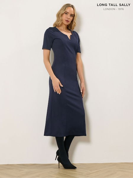 Long Tall Sally Blue Notch Neck Midi Dress (V56366) | AED227