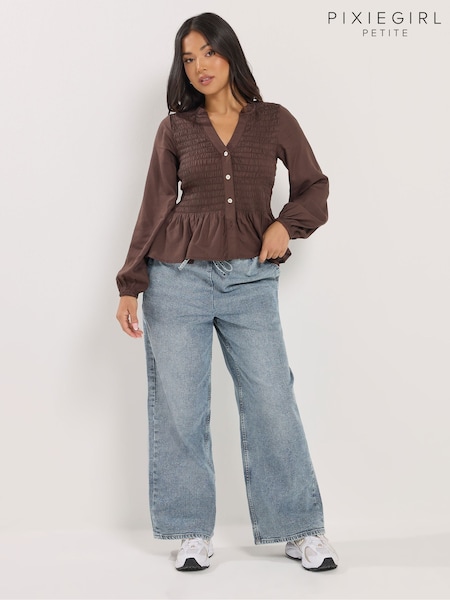 כחול בהיר - PixieGirl Petite Pull On Wide Leg Jeans (V56375) | ‏201‏₪