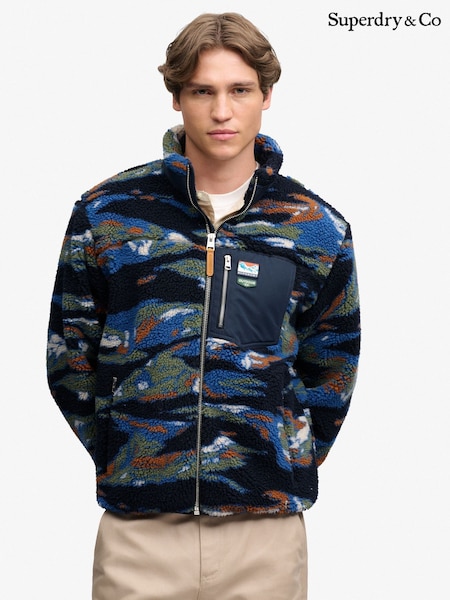 Zila reljefa kamuflāža - Regular Superdry Zip Through Fleece