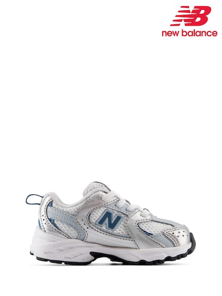 Ασημί - Βρεφικά αθλητικά παπούτσια New Balance 530 με δαντέλα και ελαστική πλέξη