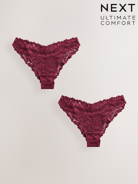 Rojo burdeos - Pack de 2 braguitas de encaje Ultimate Comfort