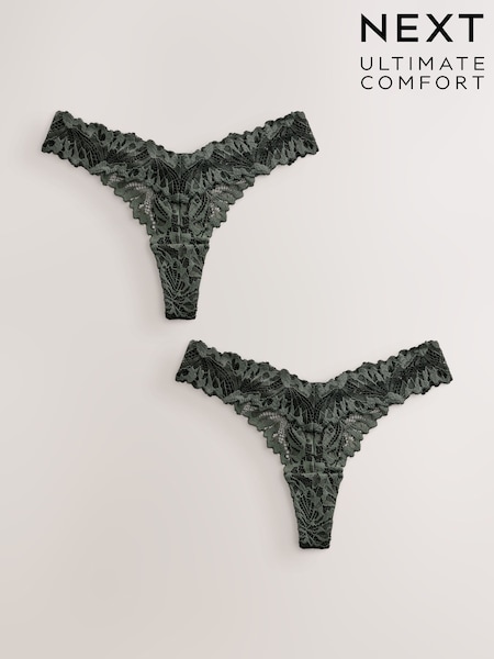 Green - Ultimate Comfort Lace Knickers 2 Pack