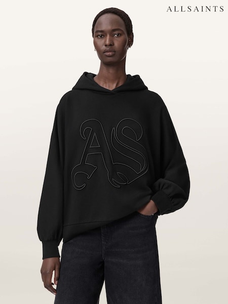 AllSaints Black Artia Embos Hoodie (V56778) | AED926