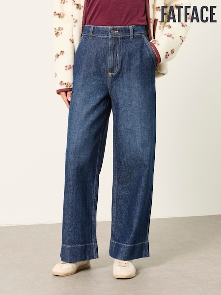 Dark Denim Blue - Fatface Wide Leg Jeans