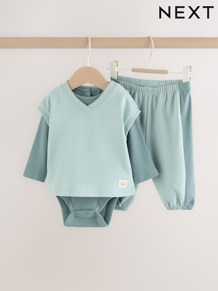 Blue - Sweat Tank, Bodysuit And Joggers Baby 3 Piece Set (0mths-2yrs)
