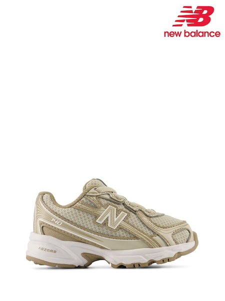 Taupe/Braun - New Balance Infant 740 Bungee Lace Trainers