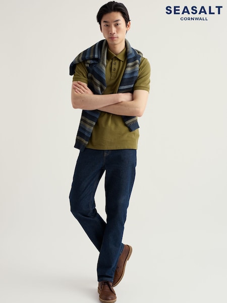 Seasalt Cornwall Green Men's Balefire Polo Shirt (V57038) | €65