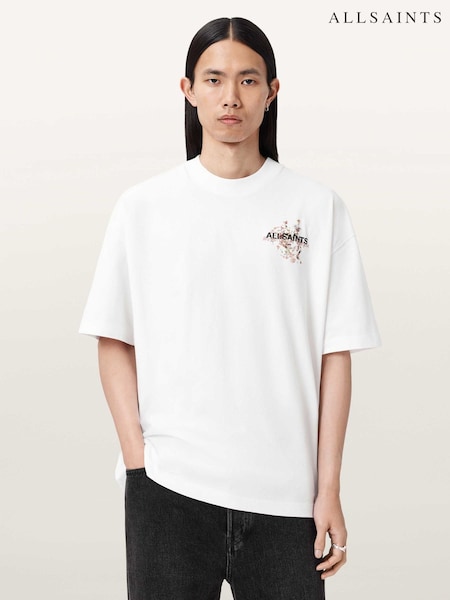 AllSaints White Valen Short Sleeve Crew Neck T-Shirt (V57058) | AED402