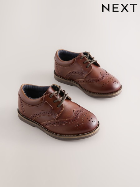 Tan Brown - Lace Up Brogue Shoes