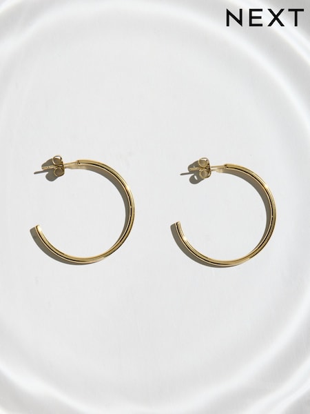 Gold Tone - Stainless Steel Waterproof Hoop Earrings