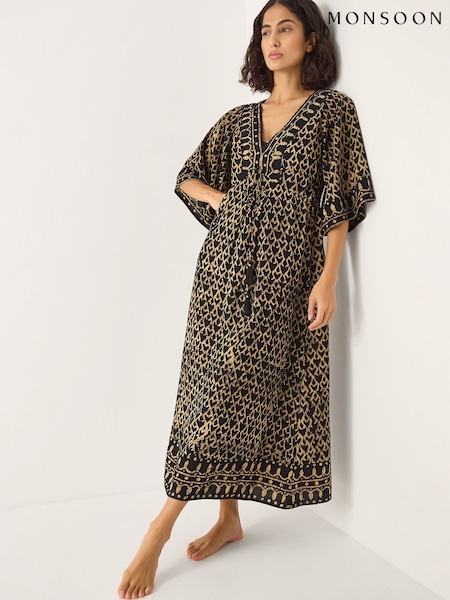 Monsoon Black Arti Print Midi Kaftan (V57291) | AED490