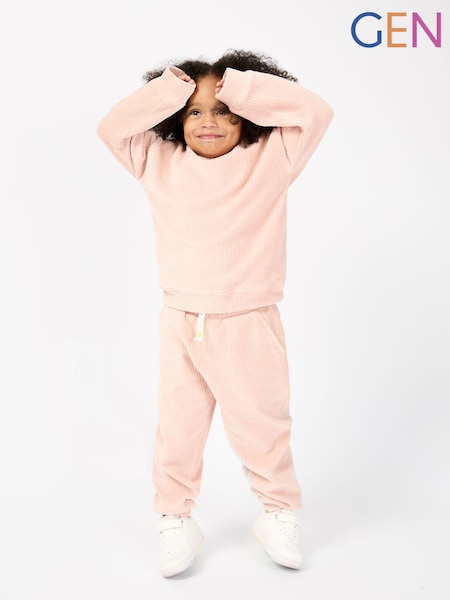 GEN Pink Velour Rib Sweat Top (V57299) | Kč952