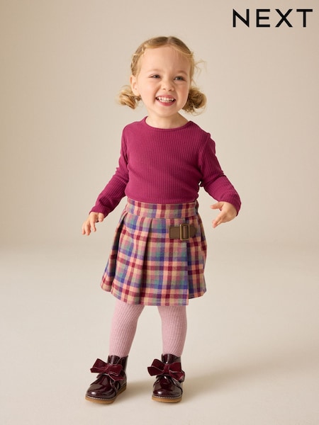 Rozo Karirana šara - Skort And Tights Set (3mths-7yrs)