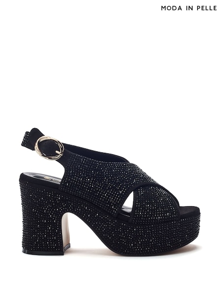 Moda in Pelle Black Nakara Glitz Asymmetric Platform Sandals (V57547) | AED577