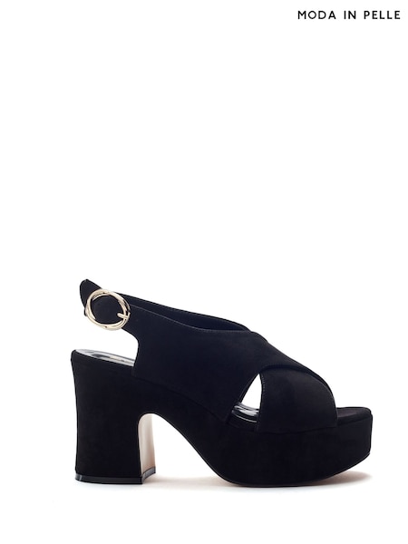 Moda in Pelle Black Ground Nakara Glitz Asymmetric Platform Sandals (V57550) | AED577