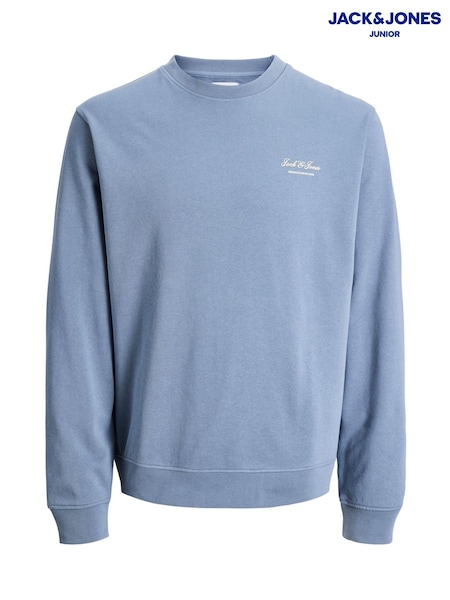 JACK & JONES Junior Blue Logo Print Crew Sweatshirt (V57557) | SGD 43