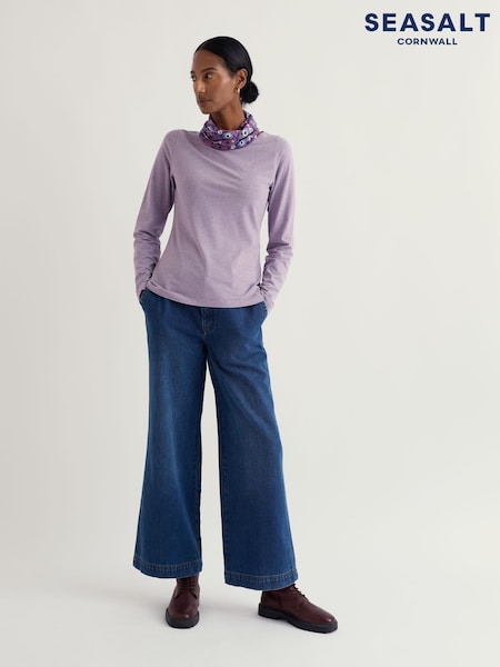 Seasalt Cornwall Purple Easel Long Sleeve Jersey Top (V57659) | AED163