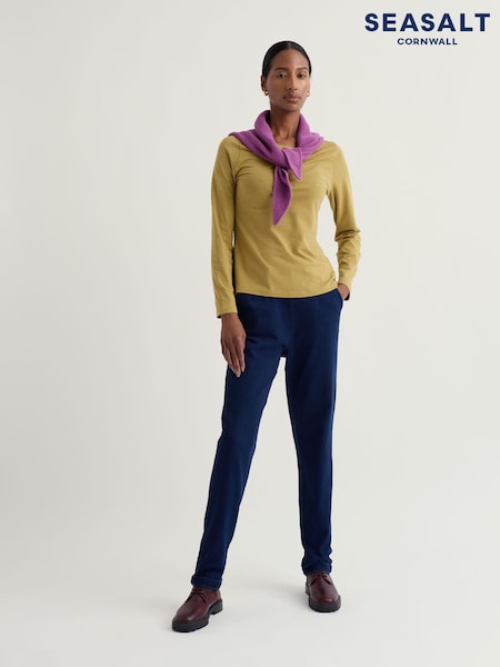Seasalt Cornwall Mustard Easel Long Sleeve Jersey Top (V57676) | AED163