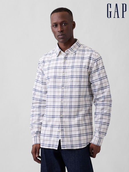 White/Blue Check - Regular Gap Oxford Shirt In Standard Fit