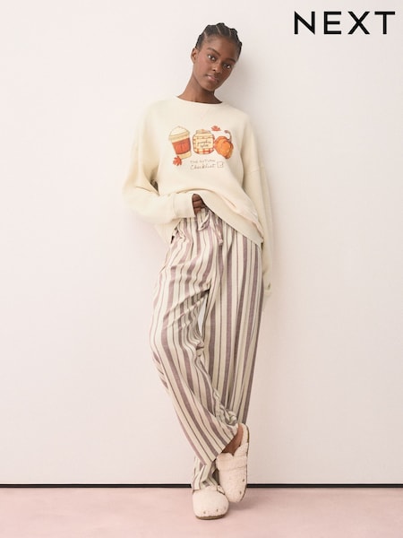 Oatmeal Autumnal - Sweatshirt And Flannel Pyjamas