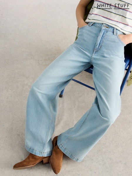 White Stuff Light Blue Ayla Wide Leg Jeans (V58558) | ₪373