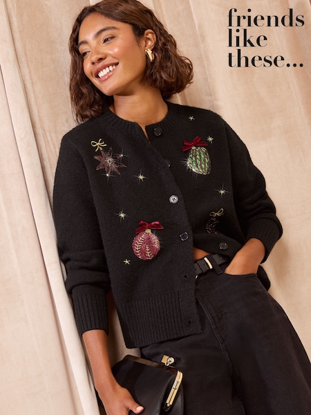Black - Friends Like These Bauble Detail Knit Cardigan